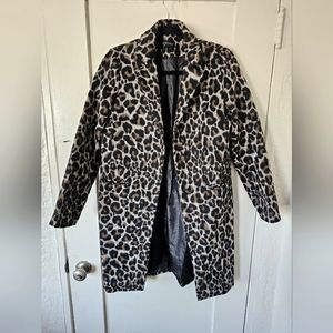 TOPSHOP Wool Blend Cheetah Coat